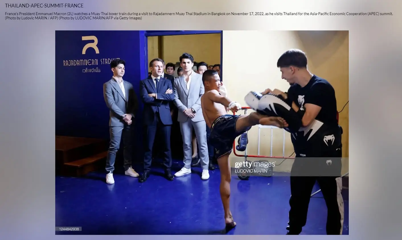 Young Muay Thai athlete demonstrating technique during the presidential visit